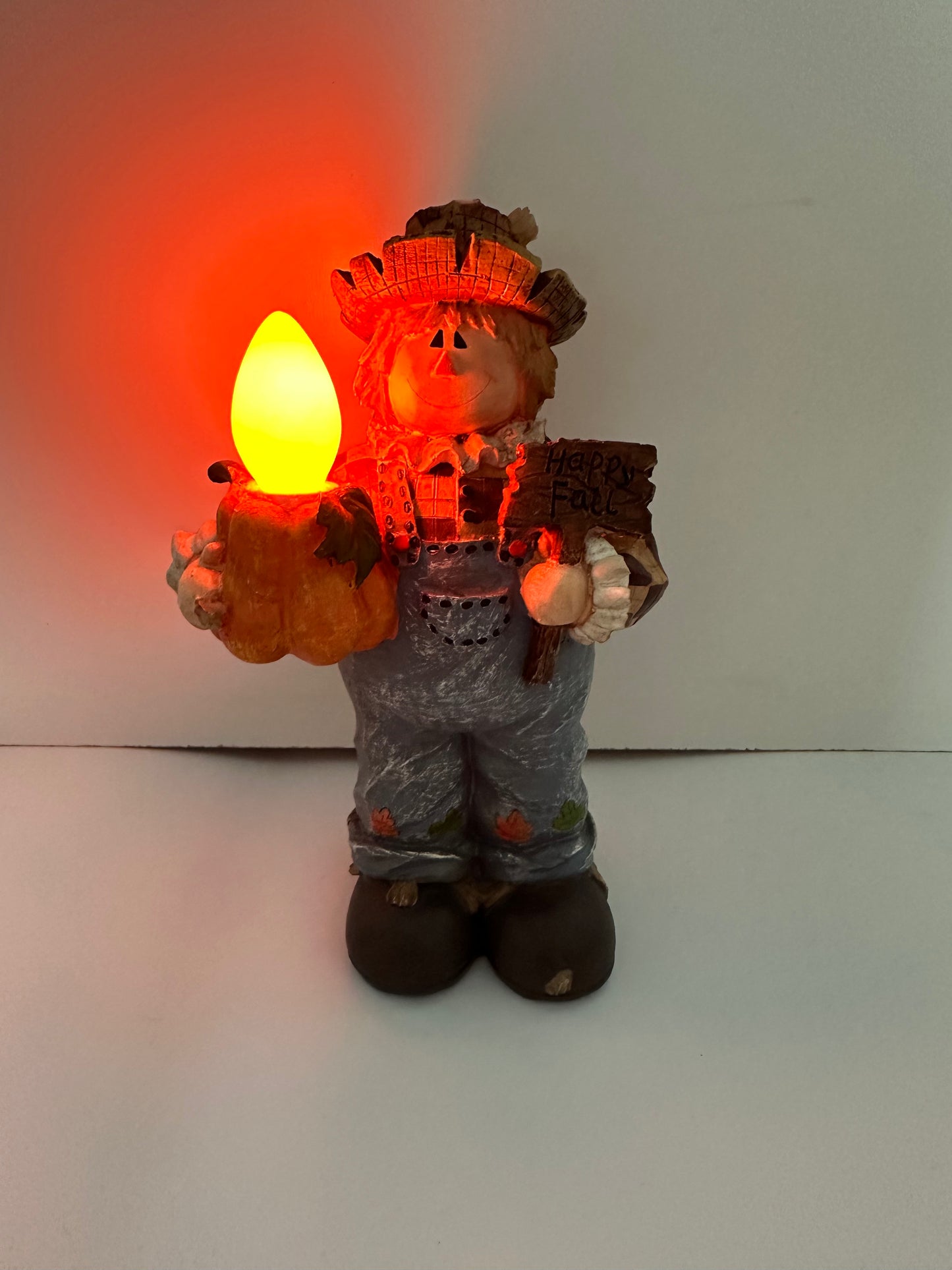 Resin Scarecrow with Pumpkin and LED light