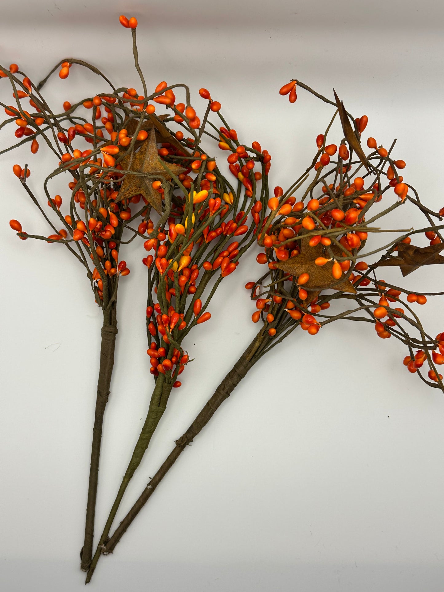 Orange Pip Berry and Rustic Stars Primitive Floral Decor