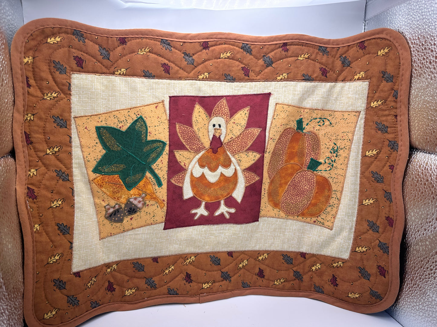 Fall Thanksgiving Placemats, Set of Two, Quilted