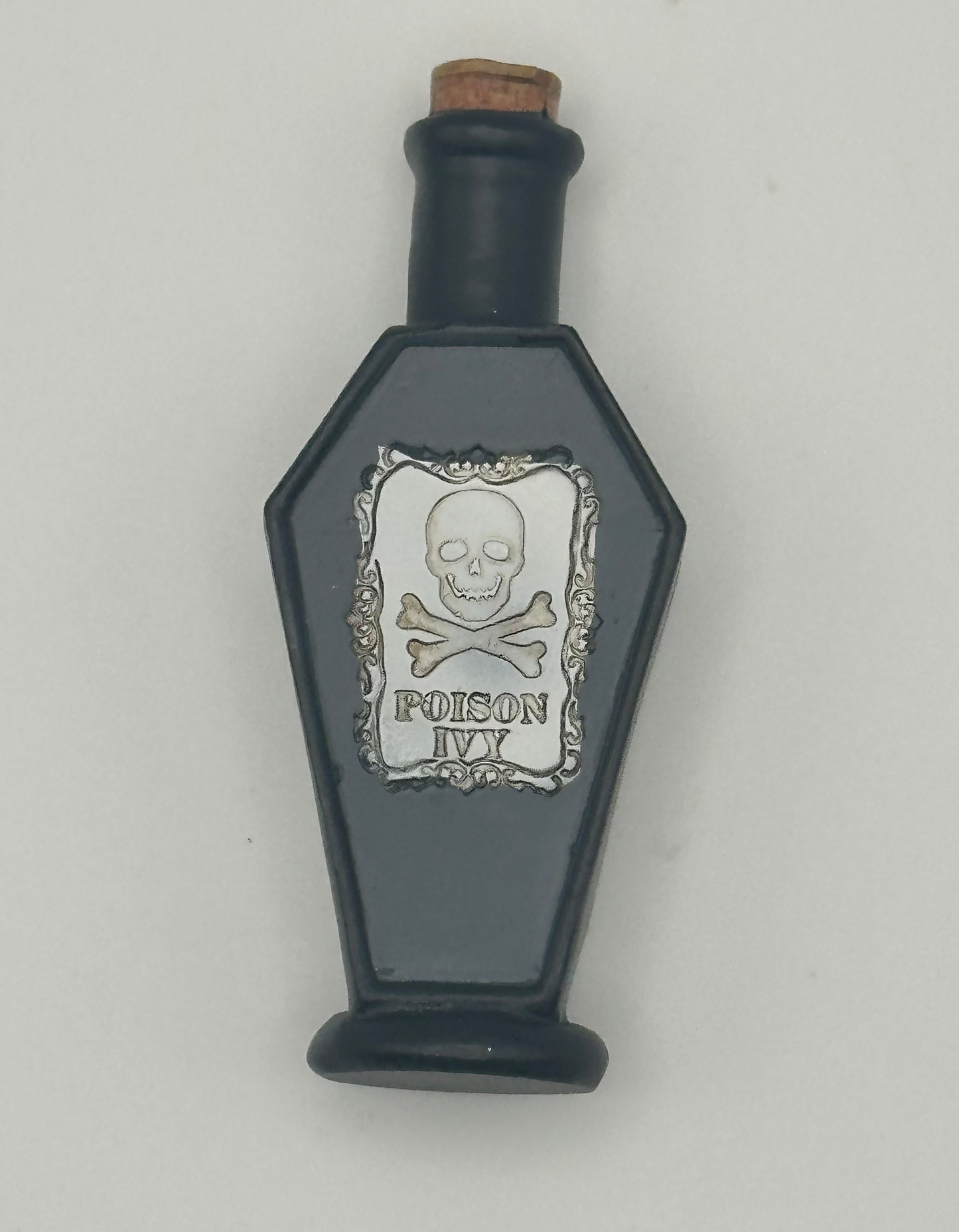 Poison Ivy Potion Bottle, Halloween Figurine, Coffin Shape, Skull