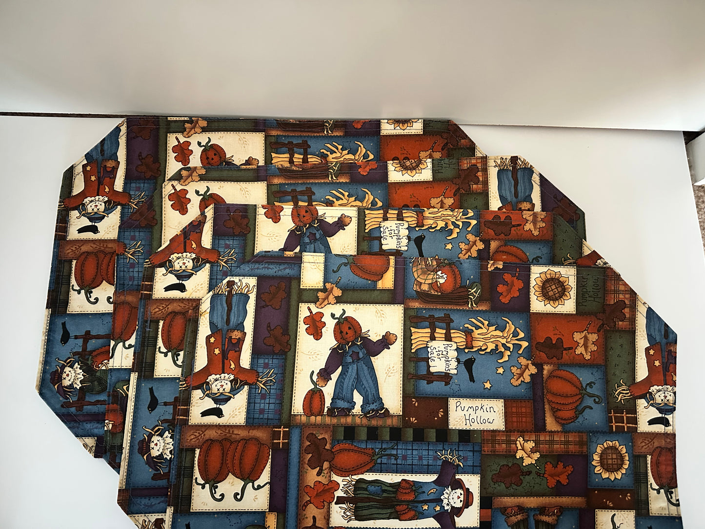 Vintage Placemats, Pumpkin Hollow Leslie Beck & Denim, Set of 4