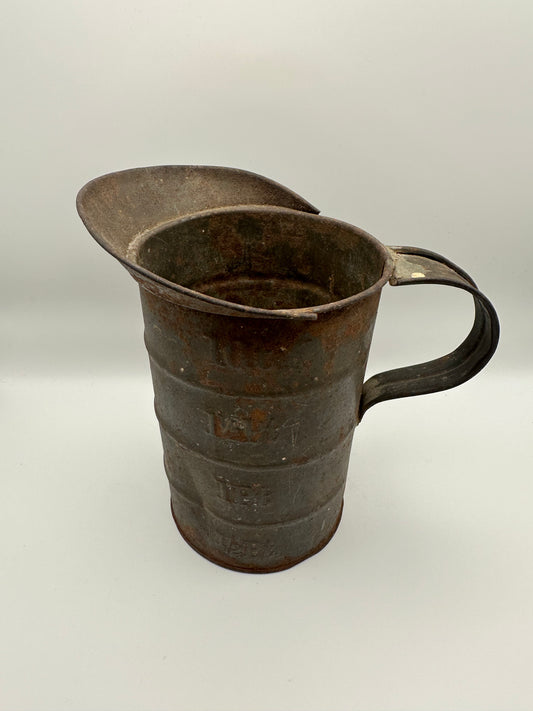 Vintage Tin Measure Cup, Pint to Quart