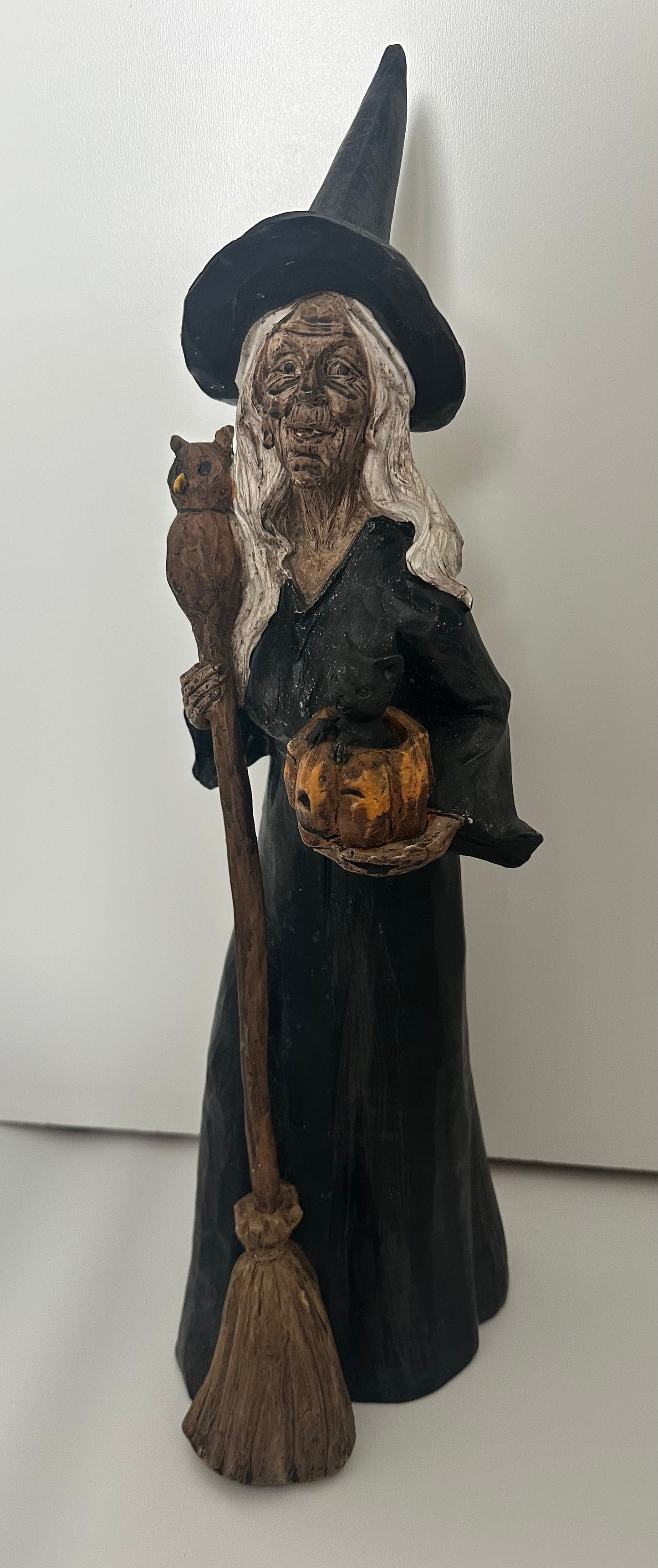 Vintage Resin Tall Witch Figurine, 17"H
