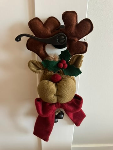 Reindeer Door Handle Decoration, with Jingle Bells