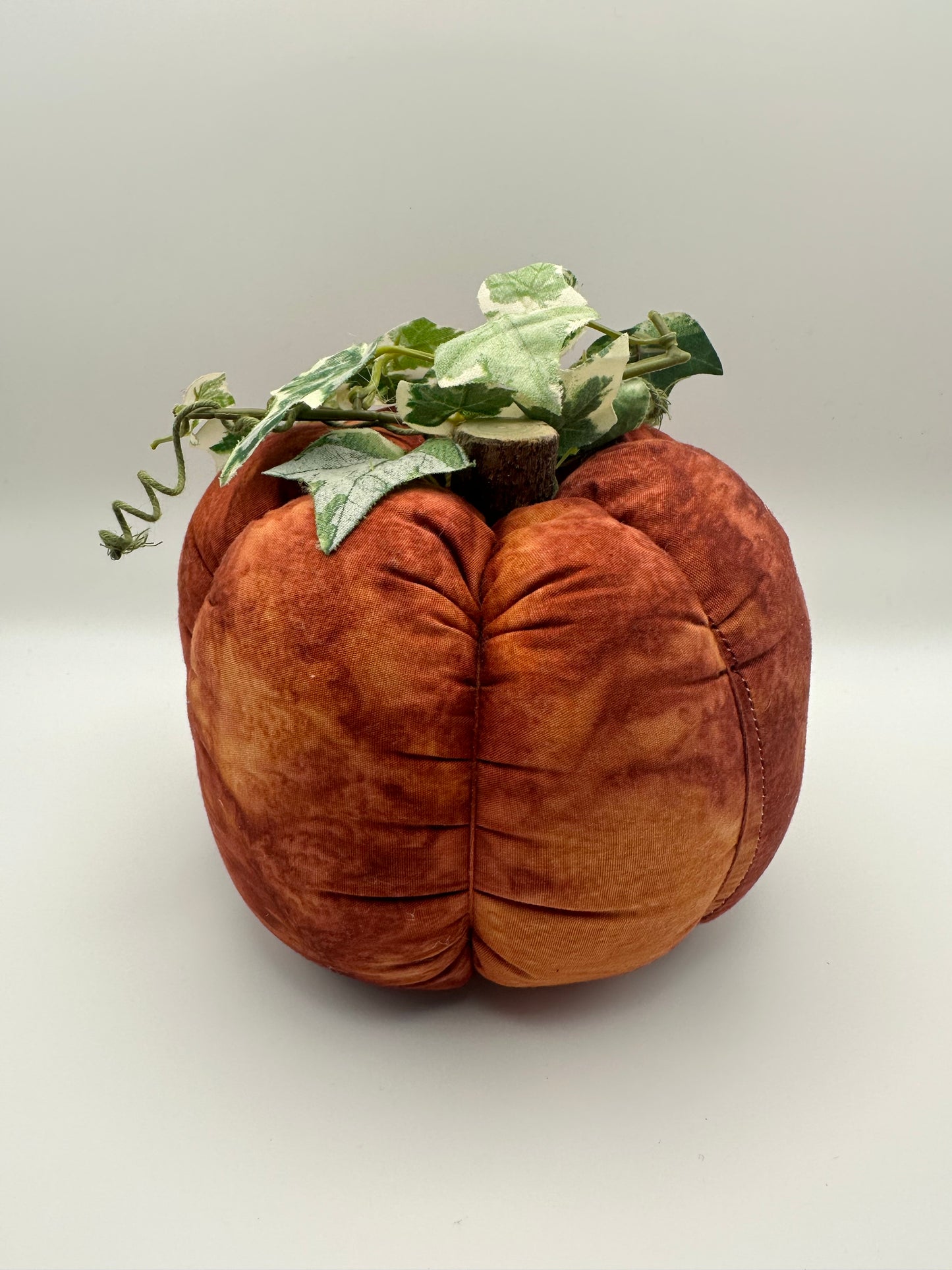 Fabric Stuffed Pumpkin with Wooden Stem