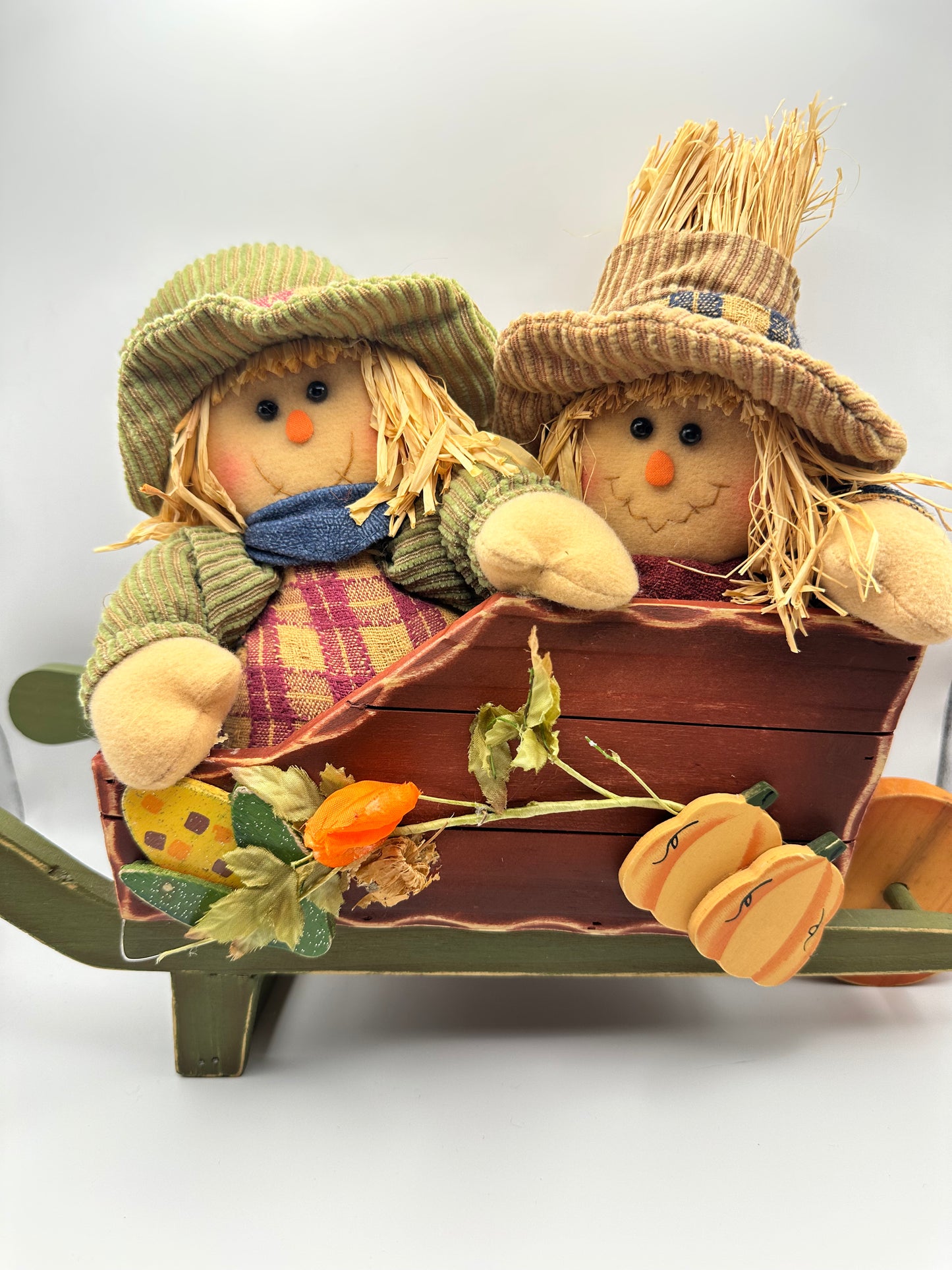 Scarecrow Couple in Wheelbarrow
