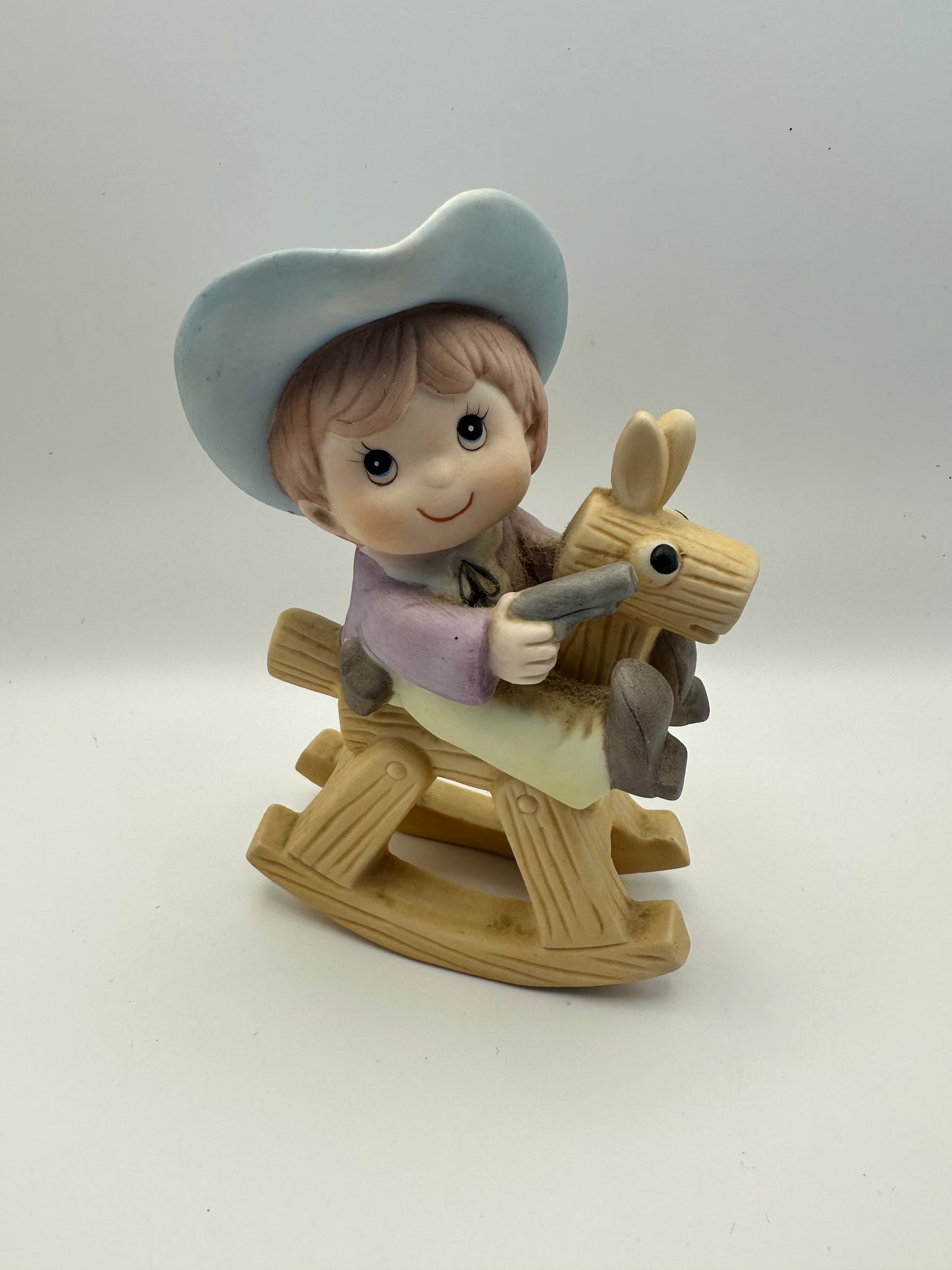 Cowboy Homco Vintage Figurine, Boy on Rocking Horse
