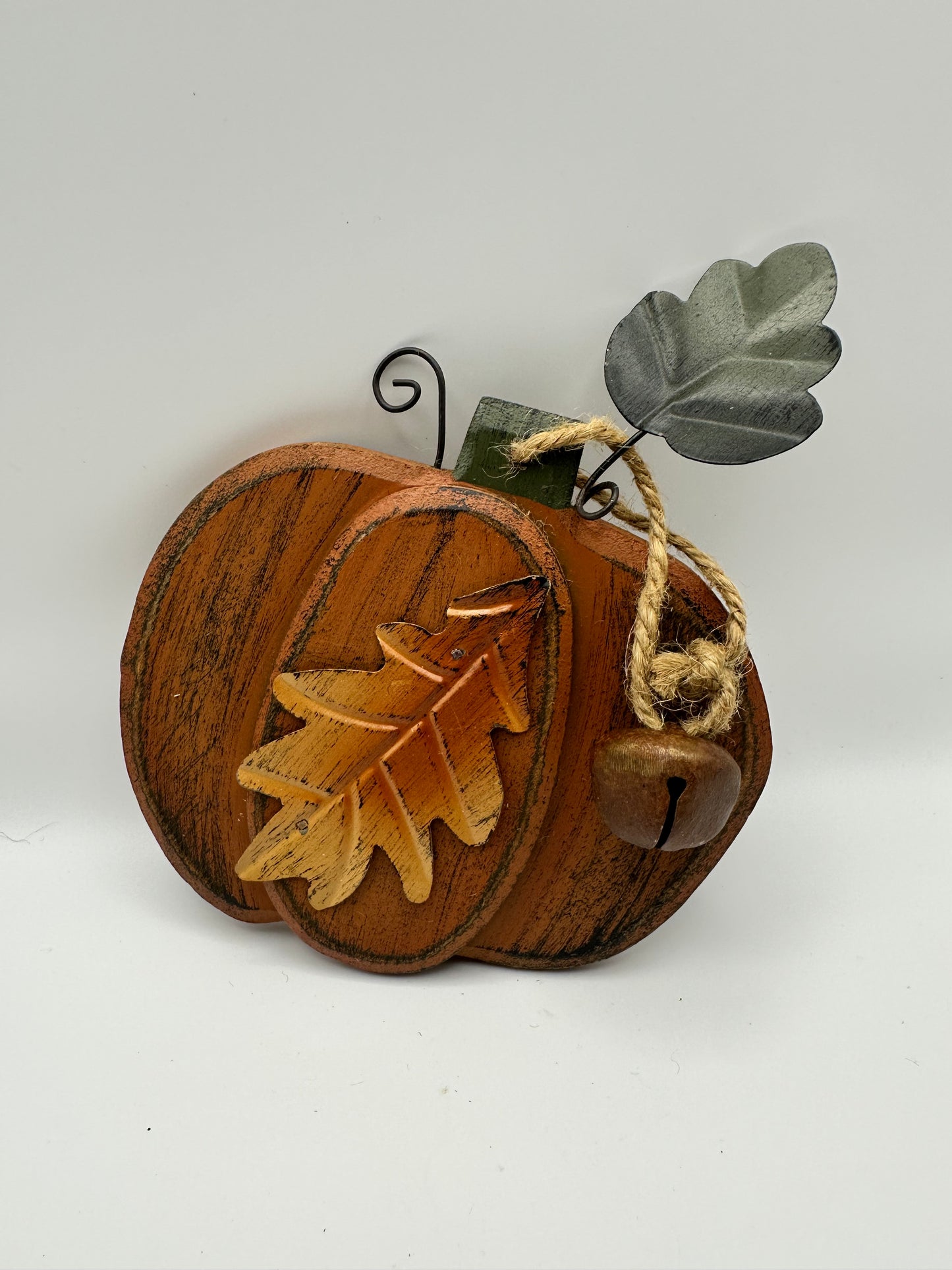 Handcrafted Distressed Wooden Pumpkin Wall Ornament