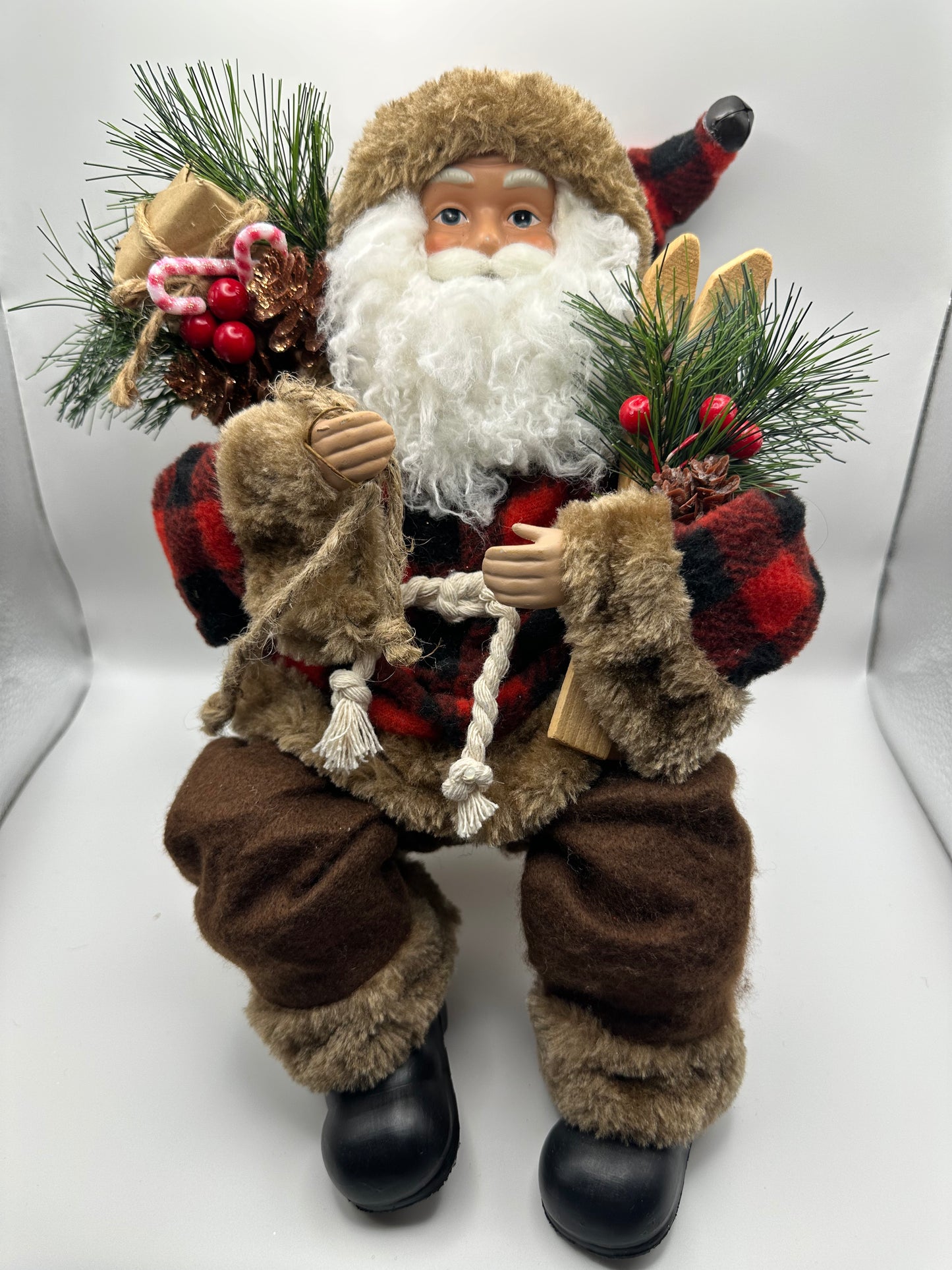 Buffalo Plaid Santa Shelf Sitter