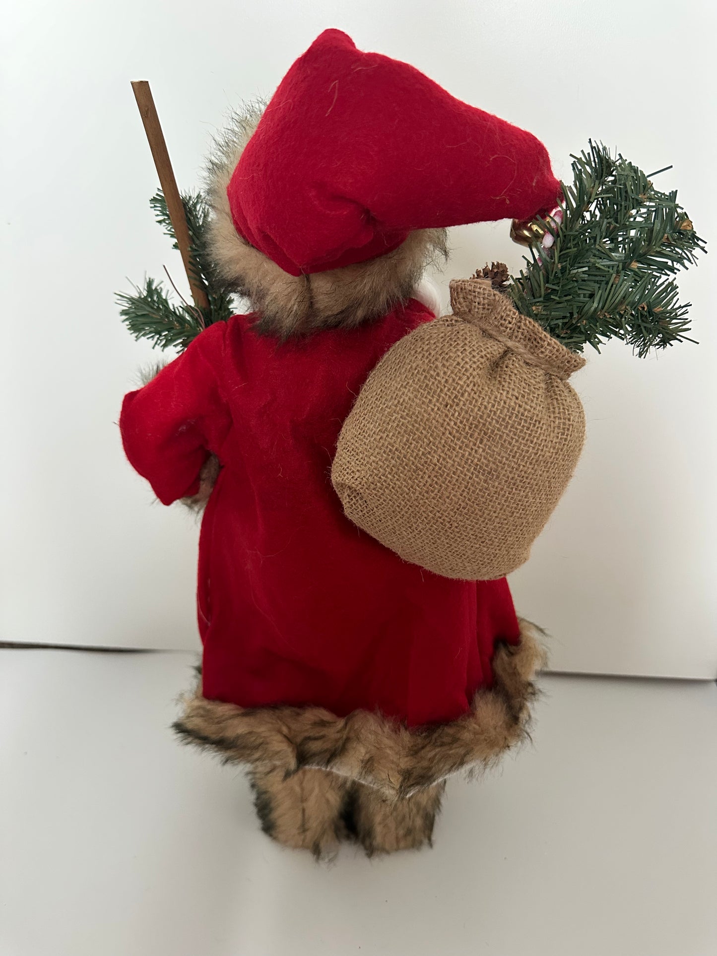 Santa Claus with Plaid Shirt, Alaskan Fur Boots and Burlap Sack