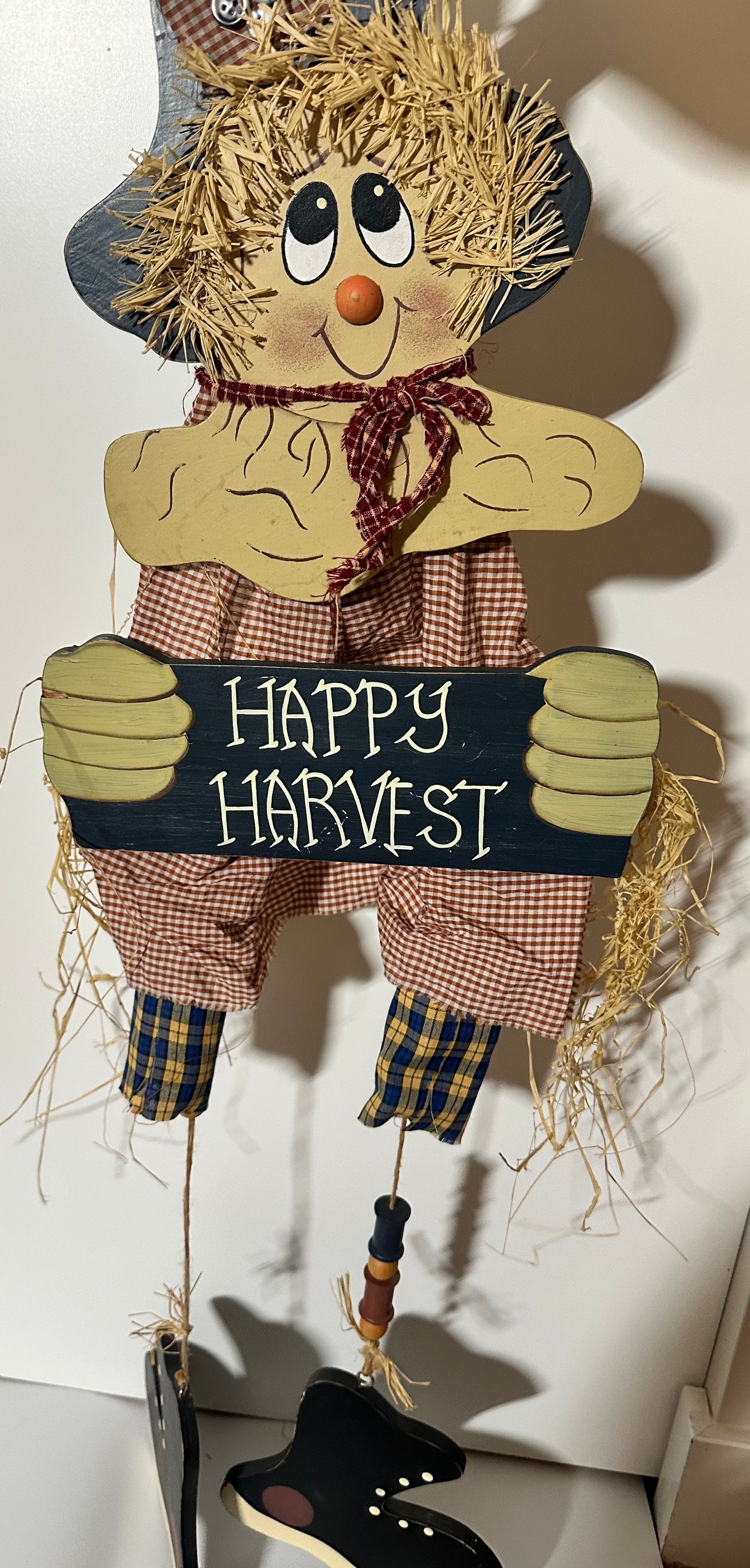 Wooden Hanging Scarecrow, 3' Long, 1997, Harvest
