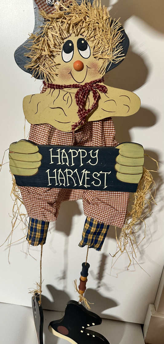 Wooden Hanging Scarecrow, 3' Long, 1997, Harvest