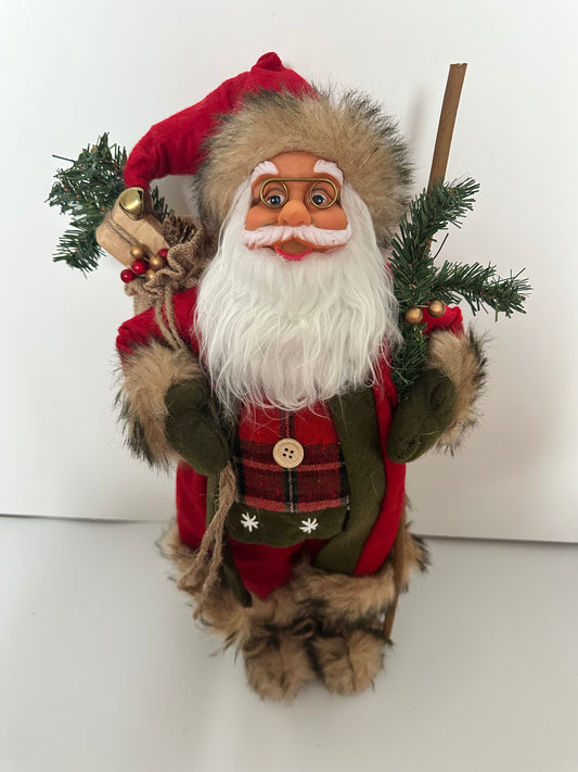 Santa Claus with Plaid Shirt, Alaskan Fur Boots and Burlap Sack