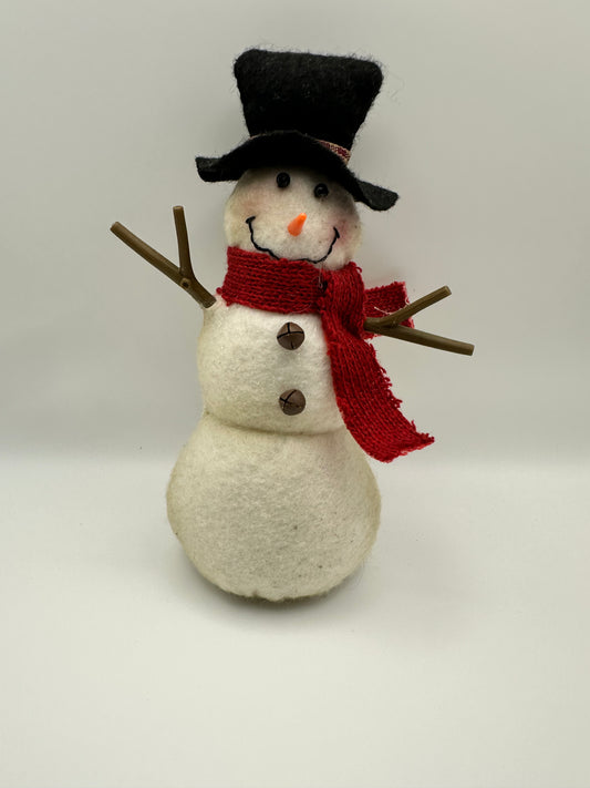 Snowman with Red Scarf and Jingle Bell Buttons