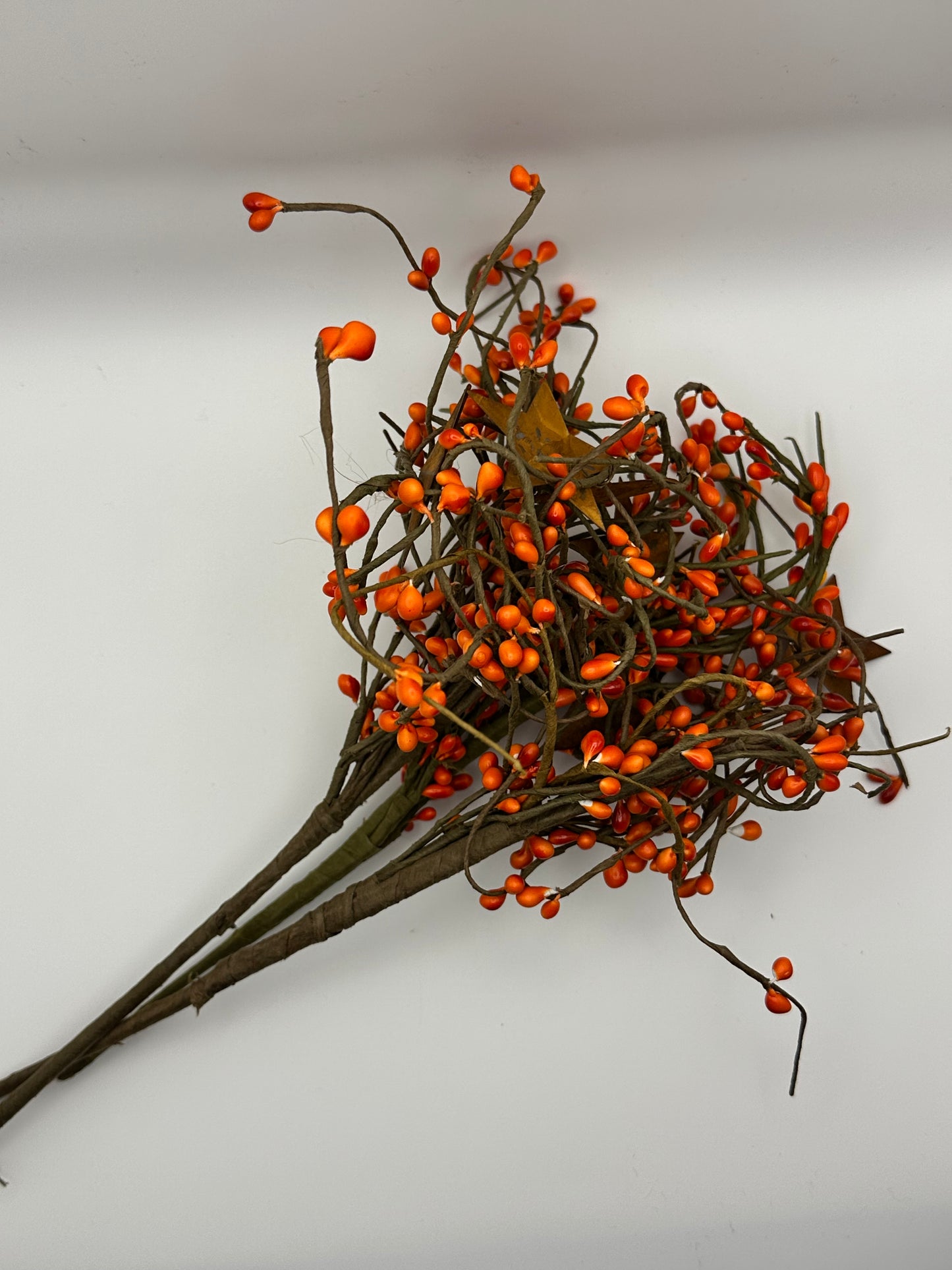 Orange Pip Berry and Rustic Stars Primitive Floral Decor