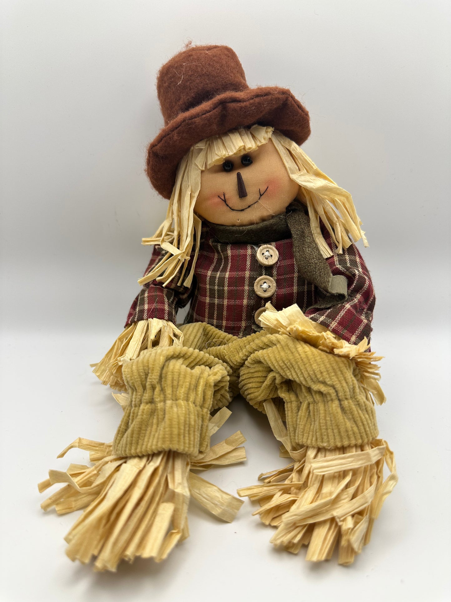 Scarecrow with Red Plaid Shirt and Brown Scarf