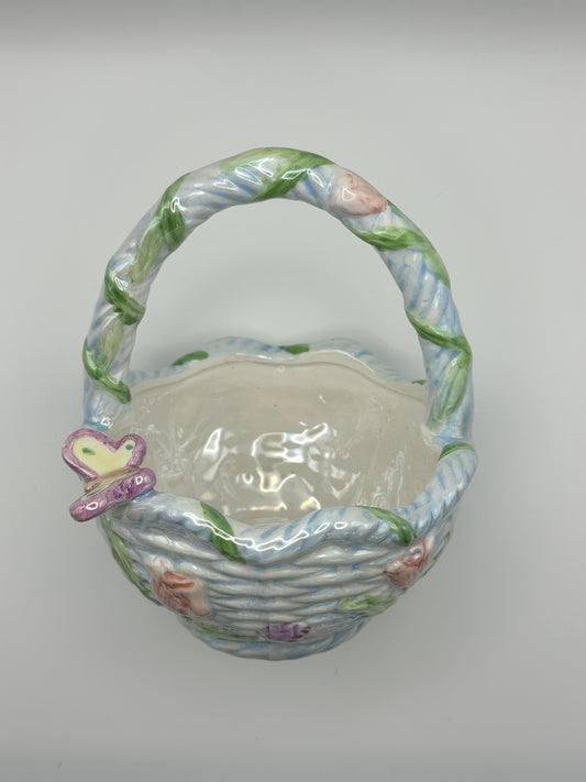 Small Ceramic Basket with Butterfly
