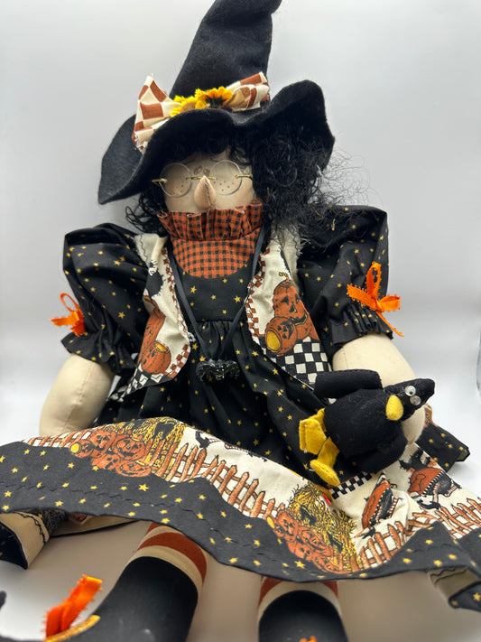 Halloween Witch Doll with Crow and Halloween Dress
