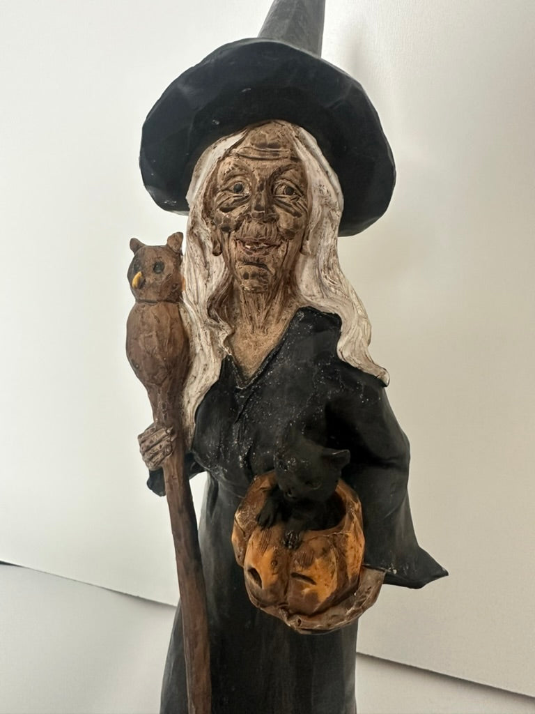 Vintage Resin Tall Witch Figurine, 17"H
