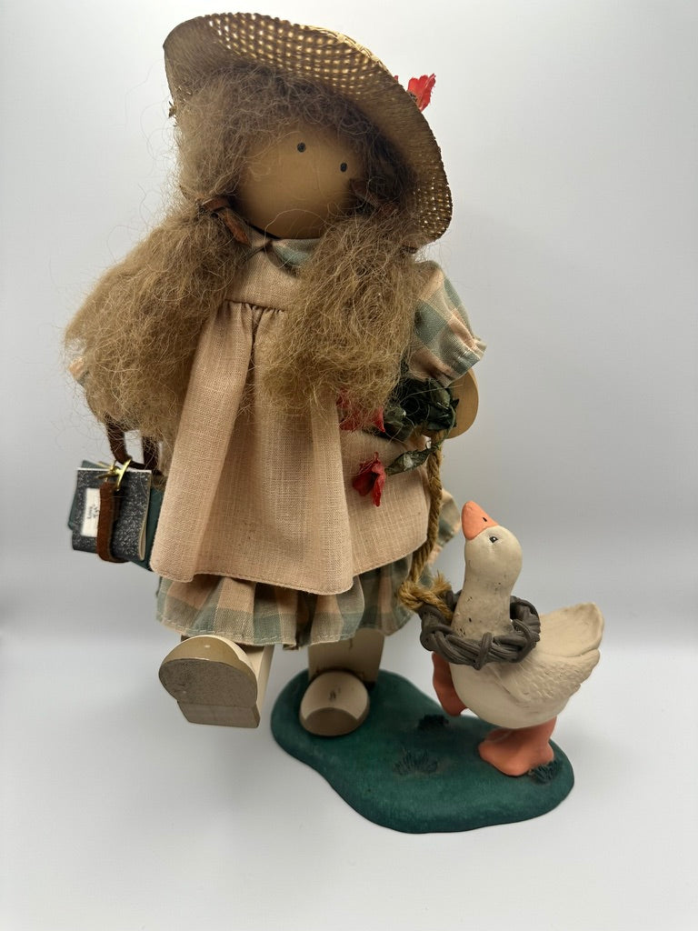 Vintage Lizzie High Wooden Doll, Lizzie and her Pet Goose Lily