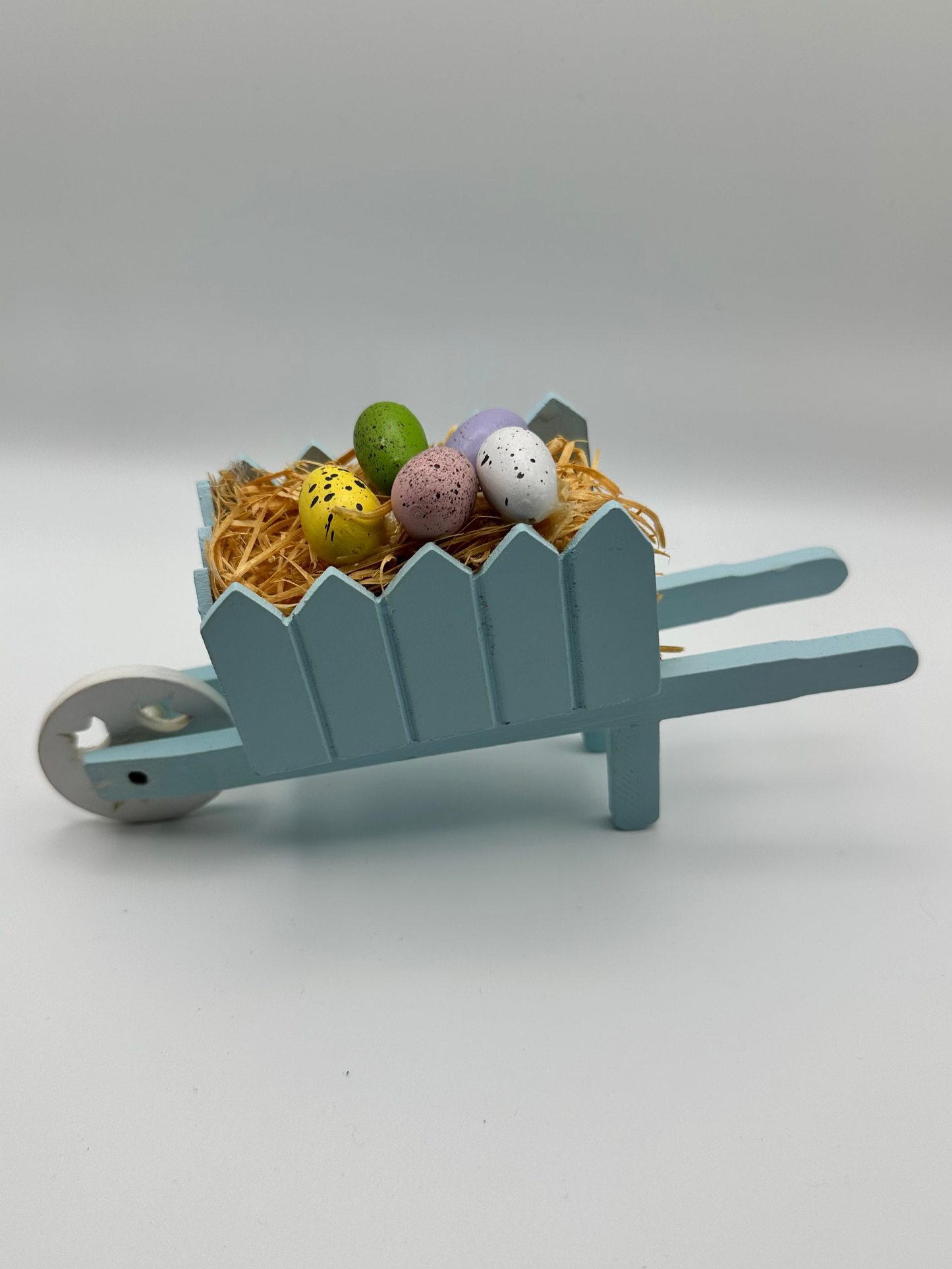 Vintage Wooden Wheelbarrow filled with Mini Easter Eggs