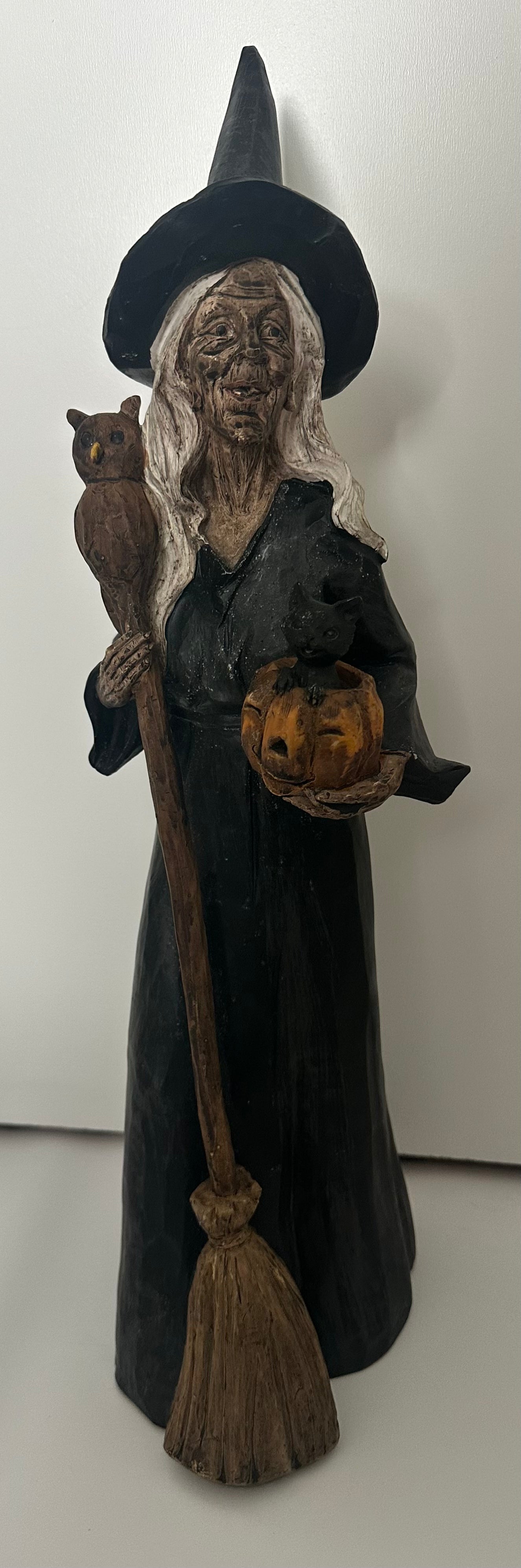 Vintage Resin Tall Witch Figurine, 17"H