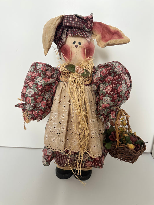 Handmade Vintage Folk Art Bunny Rabbit Doll