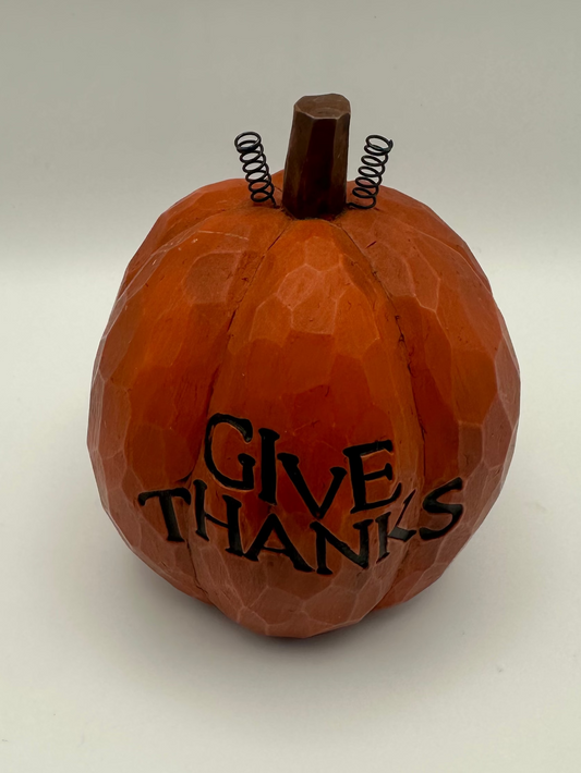 "Give Thanks", Resin Pumpkin Figurine, B. Loyd 2005
