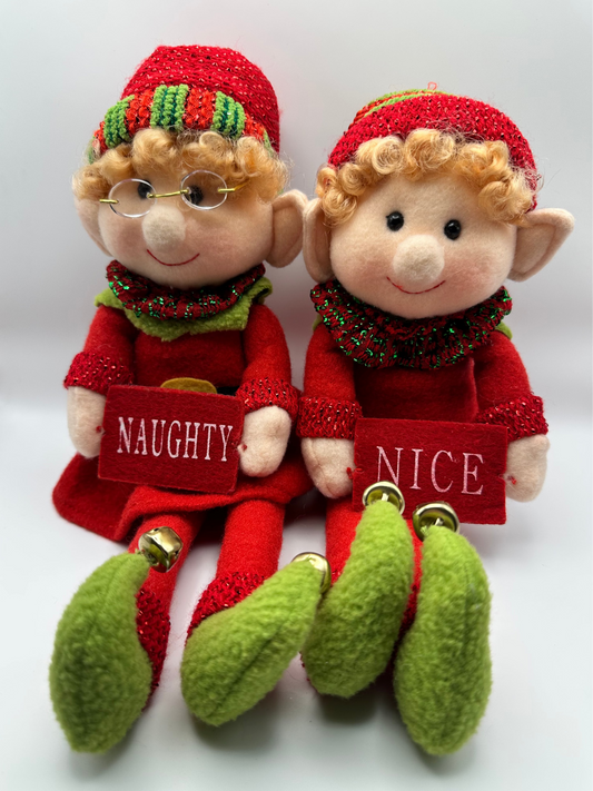 Pair of Naughty and Nice Santa Elves
