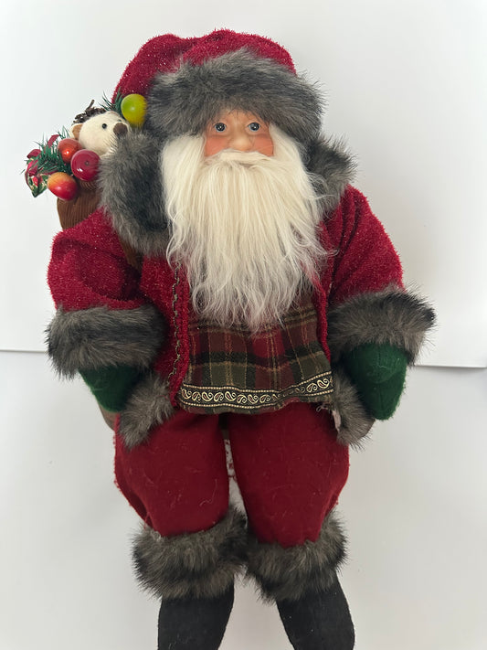 Santa Claus with Sparkly Jacket and Green Gloves, Shelf Sitter