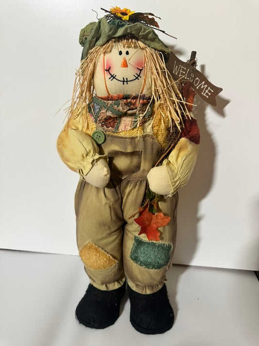 Rustic Scarecrow with Welcome Sign, 19.5"H