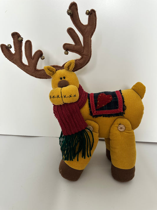 Jointed Plush Corduroy Reindeer, Yellow