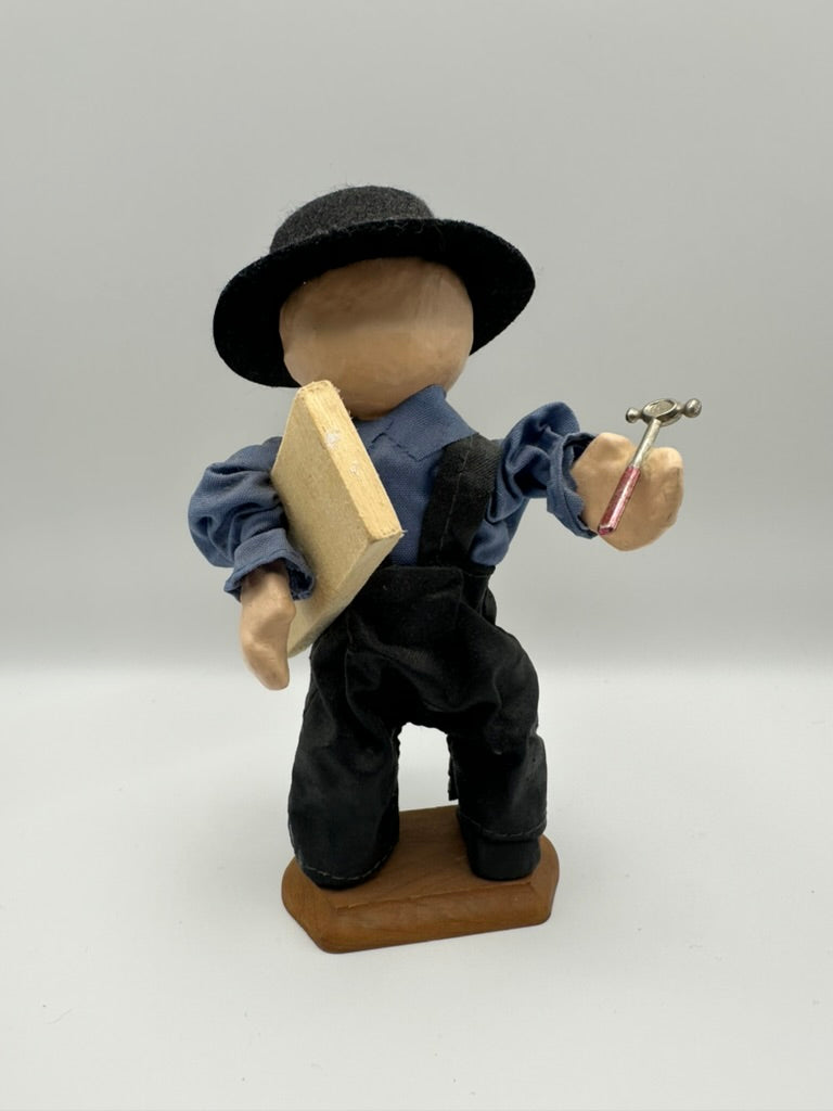 Handmade Amish Boy Carpenter Figurine