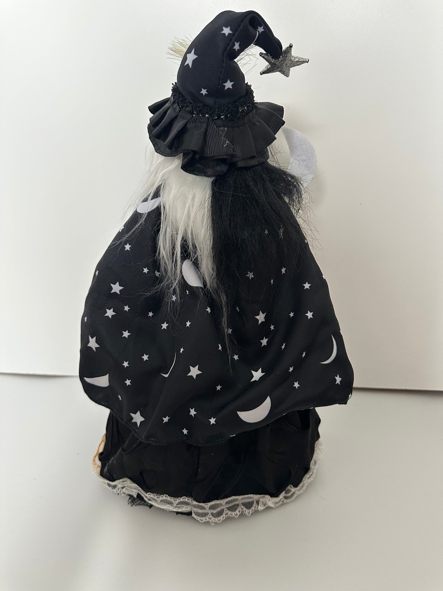 Witch with Black Dress, White Skull and Moon Staff
