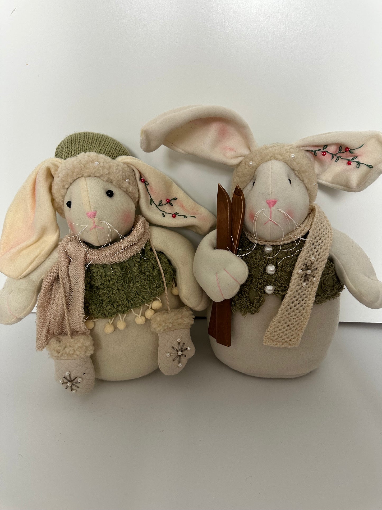 Set of Two Winter Plush Bunnies
