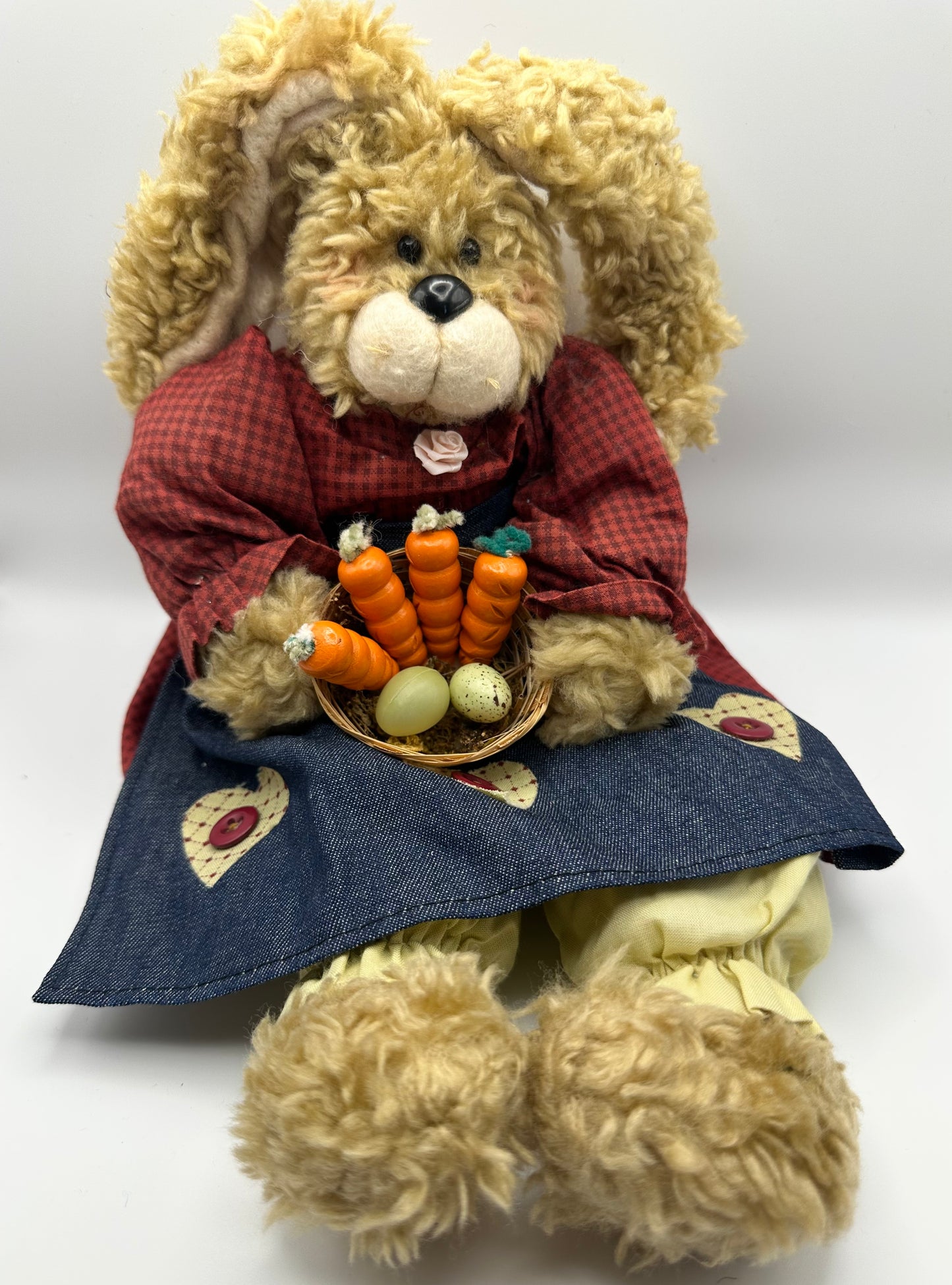 Bunny Doll with Basket of Carrots and Eggs