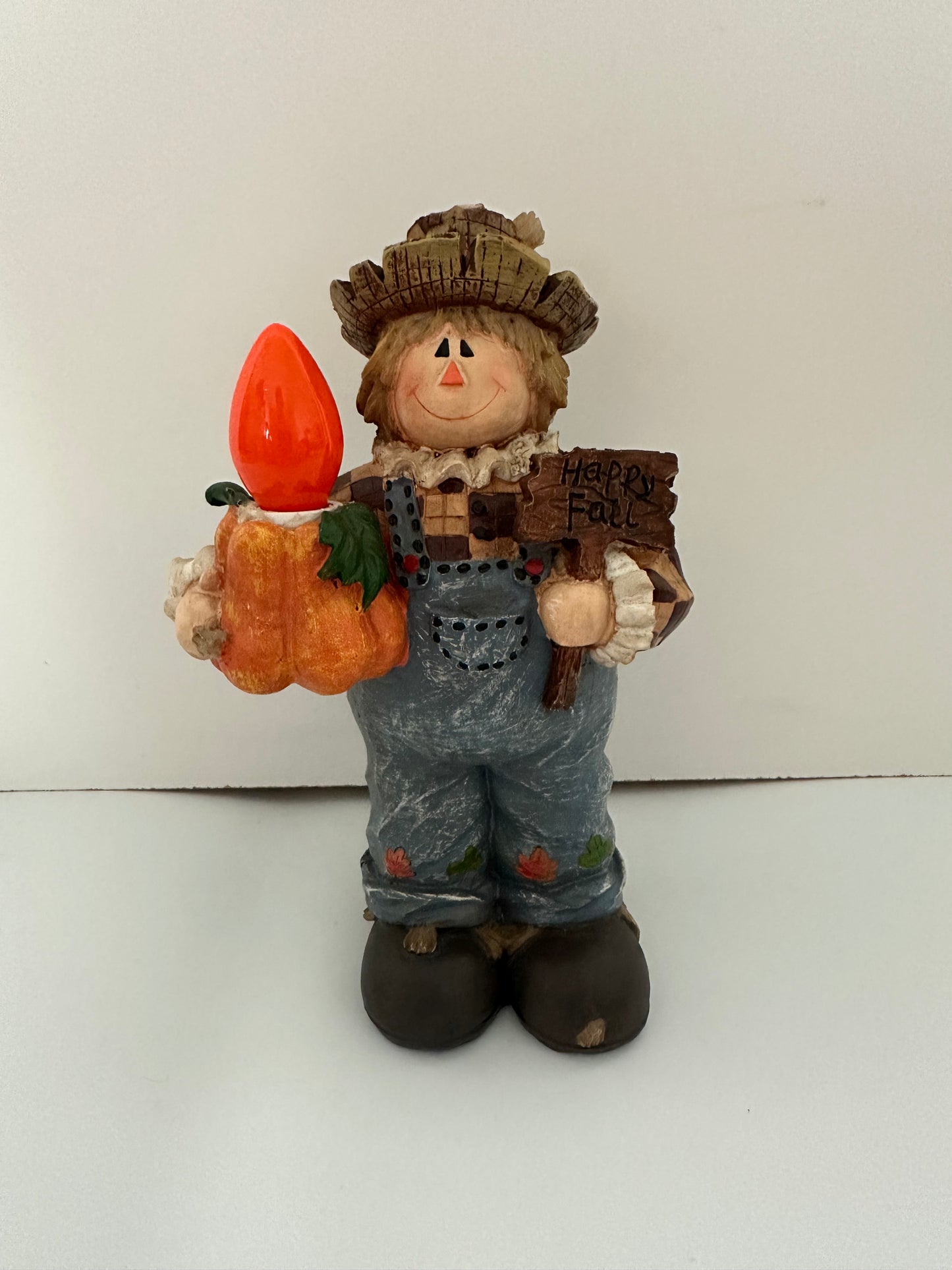 Resin Scarecrow with Pumpkin and LED light