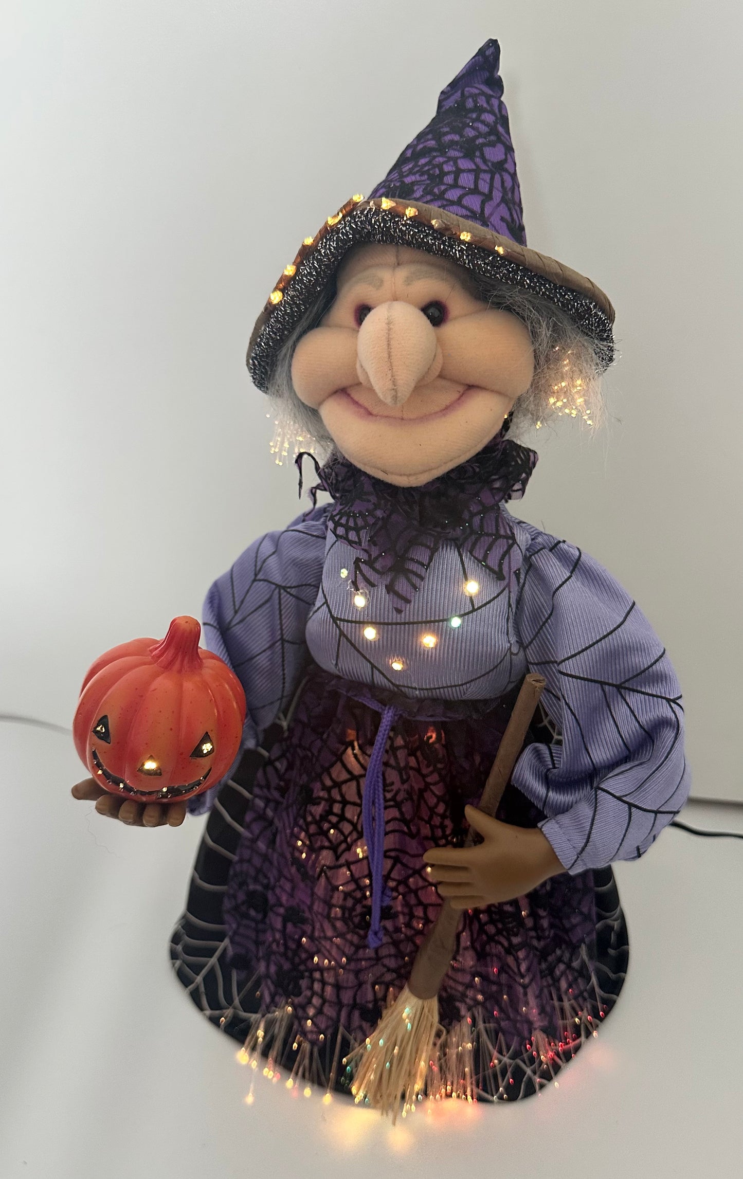 2001 Fiber Optic Witch with Pumpkin and Purple Spider Dress, Halloween