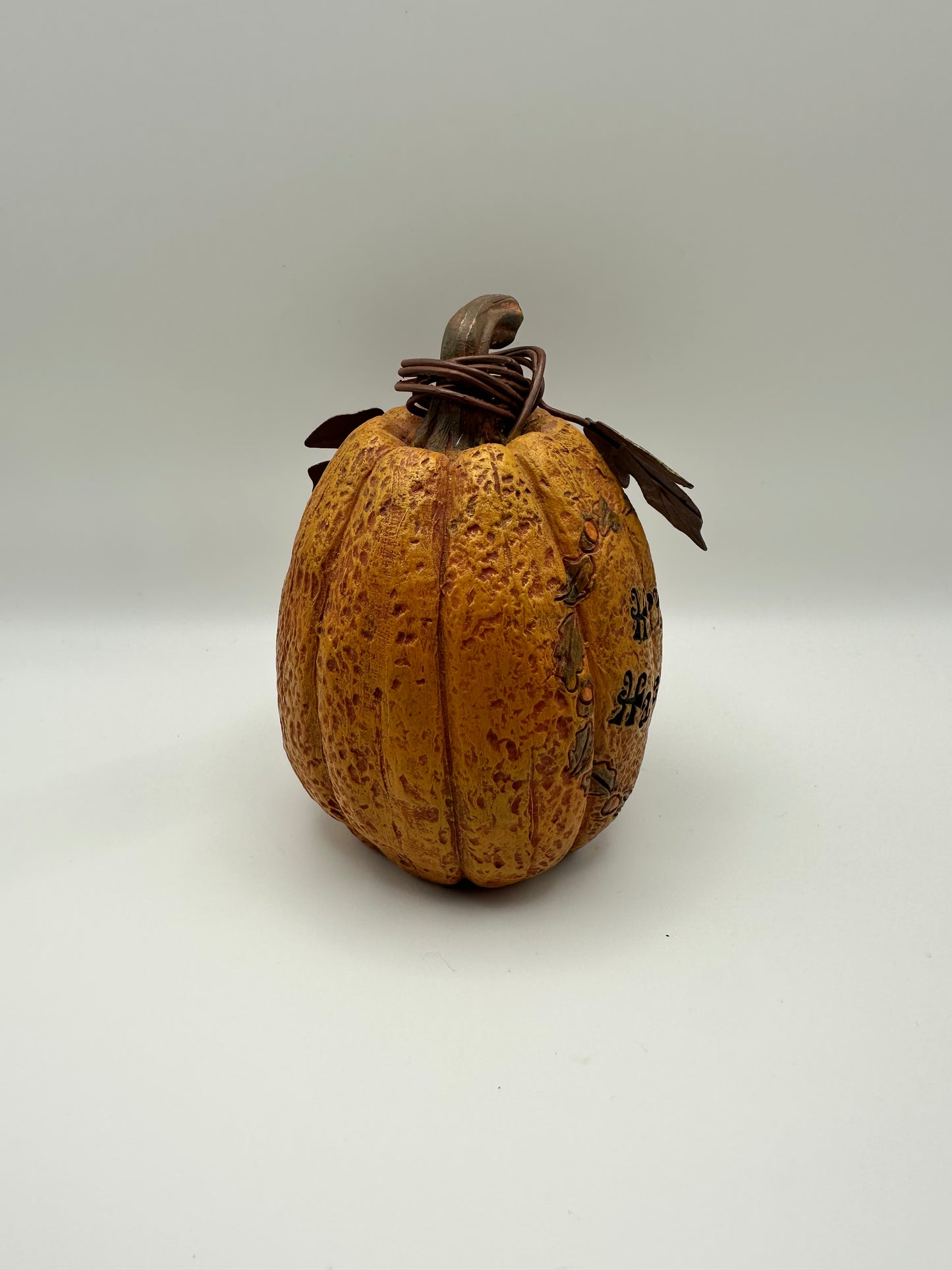 "Happy Harvest" Resin Pumpkin Figurine