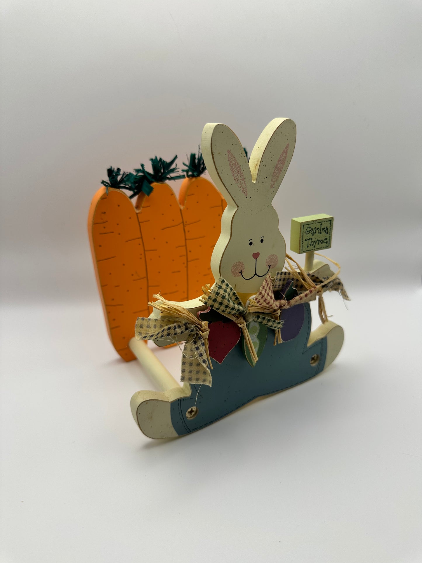 Vintage Easter Bunny Rabbit Wood Napkin Holder, 1990s