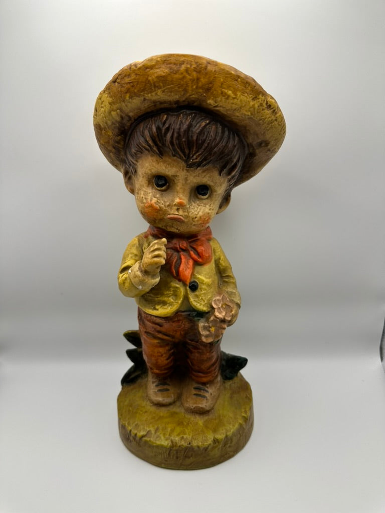 Vintage Little Boy Cowboy, Sad, Figurine