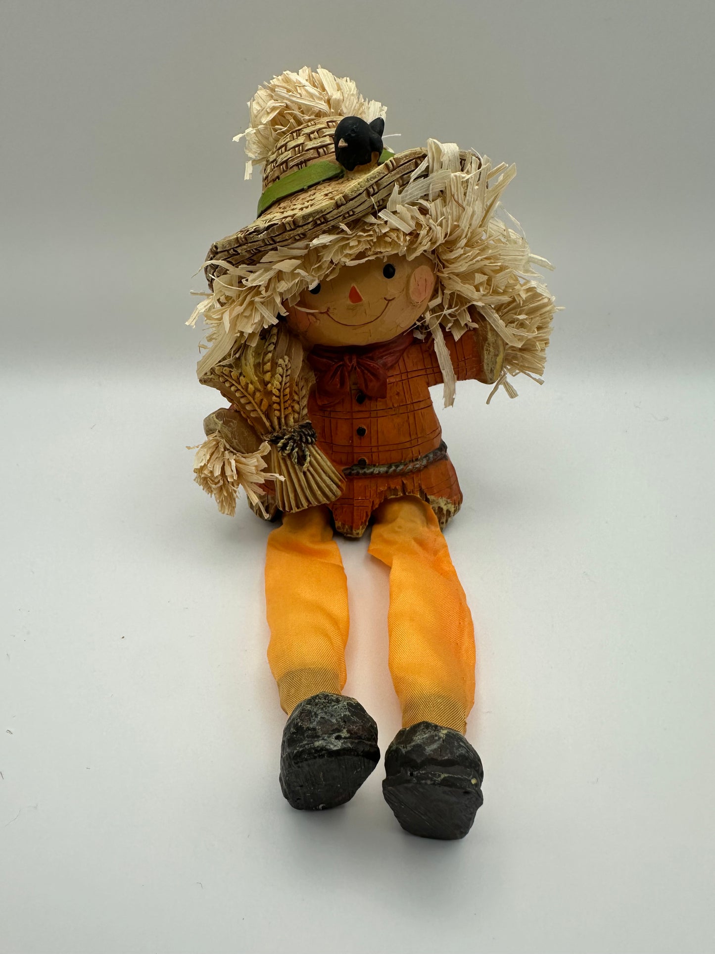 Scarecrow Shelf Sitter, With Wheat, Boy Resin Figurine