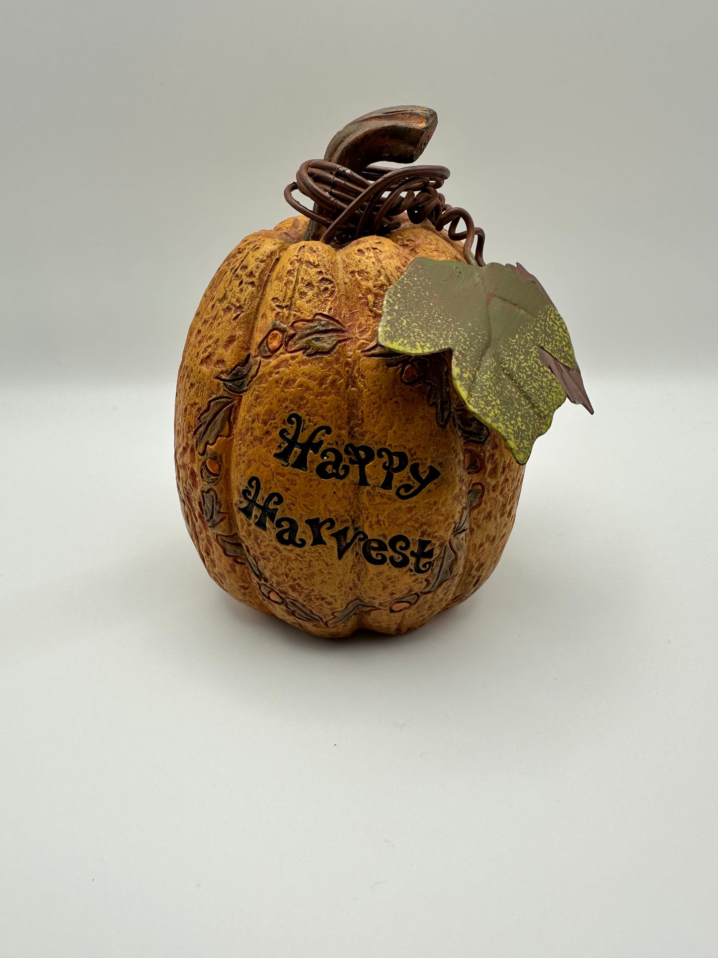 "Happy Harvest" Resin Pumpkin Figurine