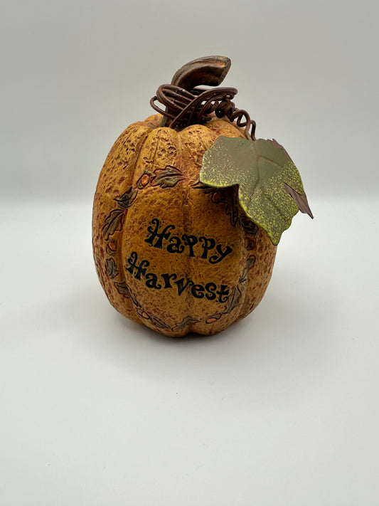 "Happy Harvest" Resin Pumpkin Figurine