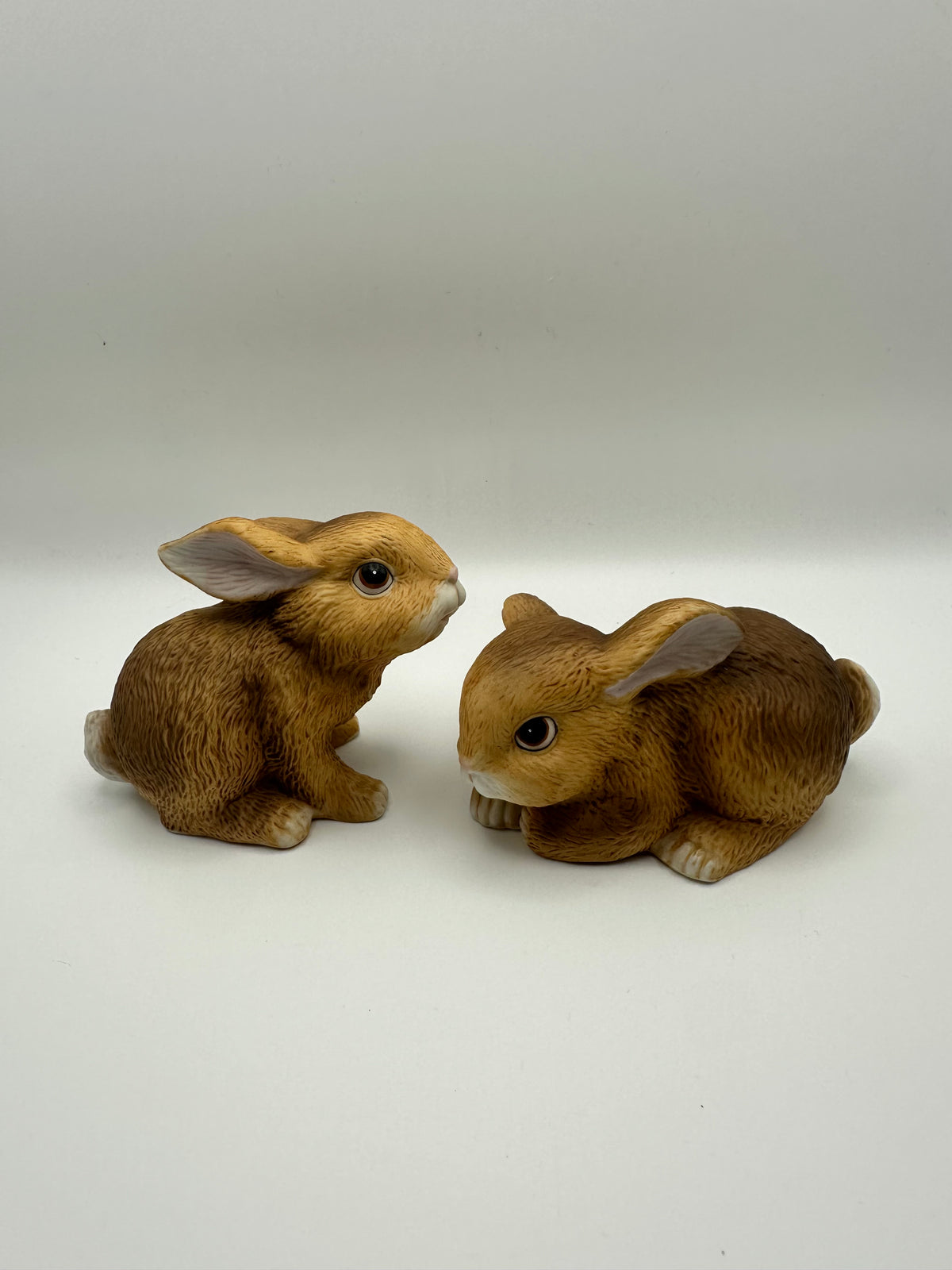 Vintage Homco Set of 2 Brown Bunnies